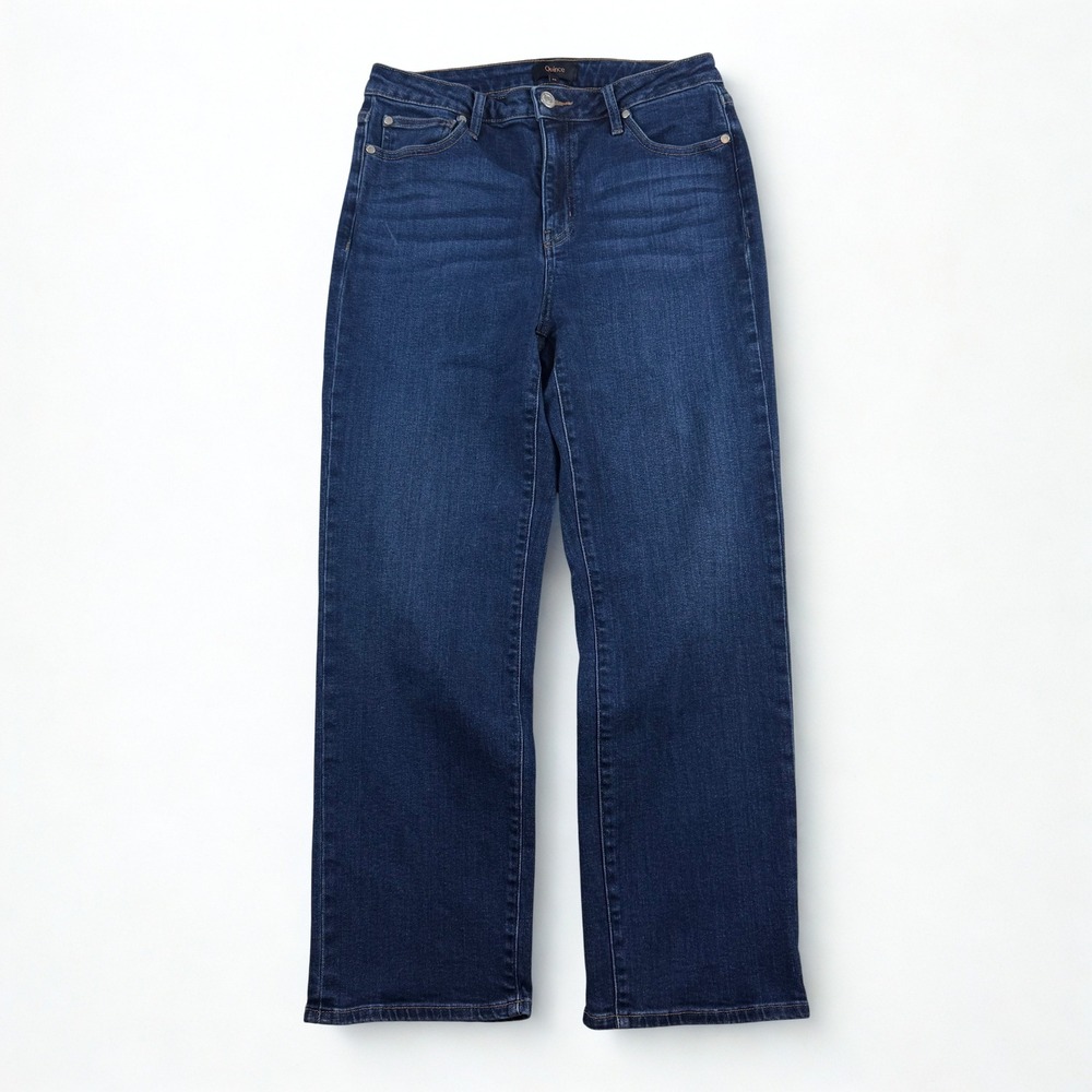 Quince Jeans Womens 29 Blue Dark Wash Straight Leg High Rise Stretch Denim